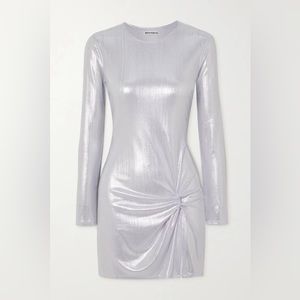 Reformation Roxbury Knit Dress Silver Metallic Medium